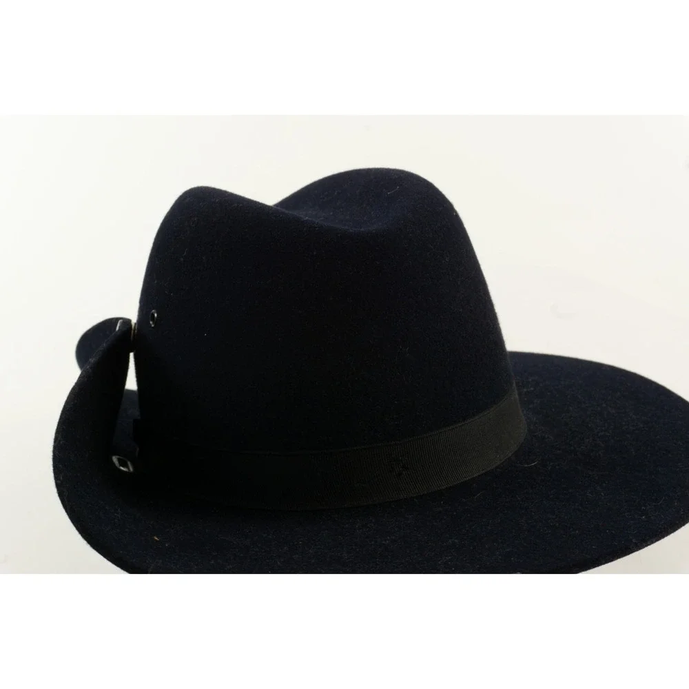Vintage Handmade Bespoke 3XXX Beaver Navy Blue Side Snap Cowboy Hat Size 6 7/8